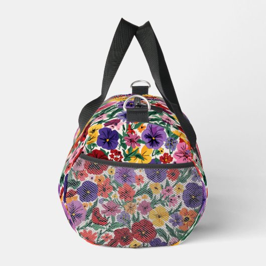 Bright Spring Pansies Floral Garden Pattern Duffle Bag (Rechts)