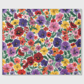 Bright Spring Pansies Floral Garden Pattern Geschenkpapier (Flach)