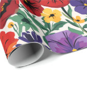 Bright Spring Pansies Floral Garden Pattern Geschenkpapier (Rolleneckpunkt)
