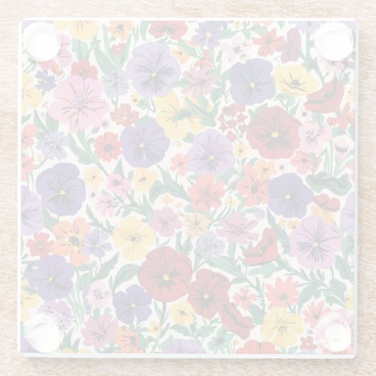 Bright Spring Pansies Floral Garden Pattern Glasuntersetzer (Rückseite)