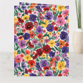 Bright Spring Pansies Floral Garden Pattern Karte (Rückseite)