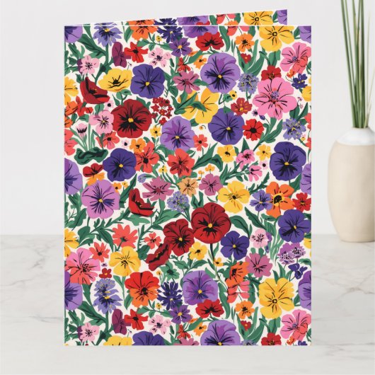 Bright Spring Pansies Floral Garden Pattern Karte (Vorderseite)