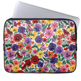 Bright Spring Pansies Floral Garden Pattern Laptopschutzhülle