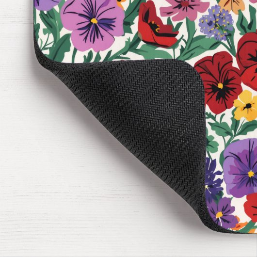 Bright Spring Pansies Floral Garden Pattern Mousepad (Ecke)