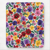 Bright Spring Pansies Floral Garden Pattern Mousepad (Vorne)