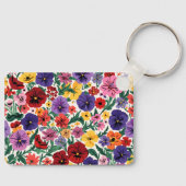Bright Spring Pansies Floral Garden Pattern Schlüsselanhänger (Vorderseite)