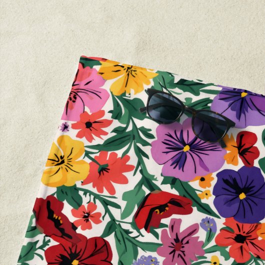 Bright Spring Pansies Floral Garden Pattern Strandtuch (Beispiel)