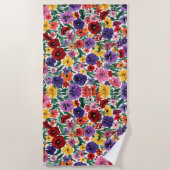 Bright Spring Pansies Floral Garden Pattern Strandtuch (Vorderseite)