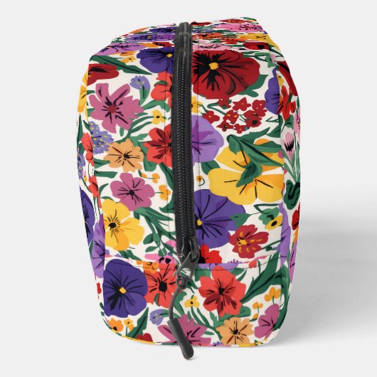 Bright Spring Pansies Floral Garden Pattern Waschbeutel (Rechts)