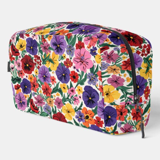 Bright Spring Pansies Floral Garden Pattern Waschbeutel (Rechte Ecke)