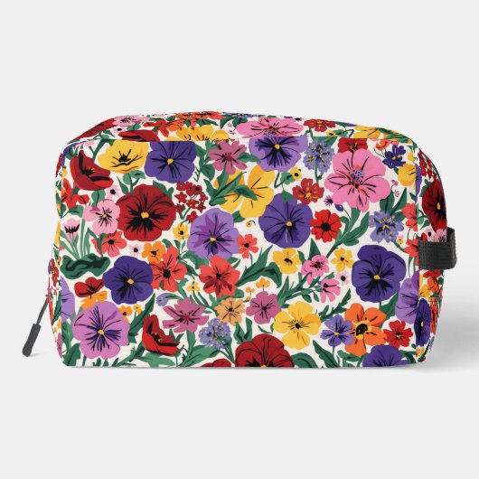 Bright Spring Pansies Floral Garden Pattern Waschbeutel (Rückseite)