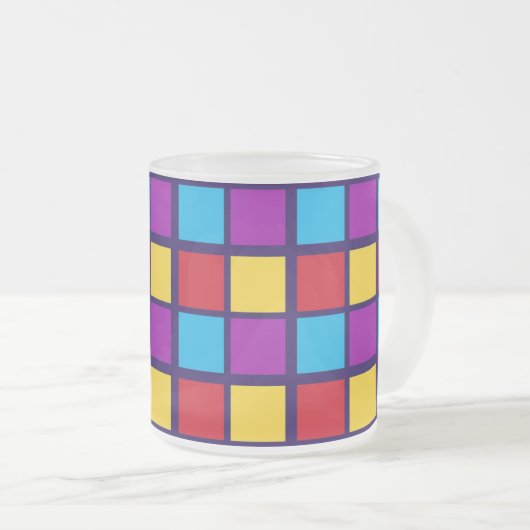 Bright Squares (with red and blue) Mattglastasse (VorderseiteRechts)