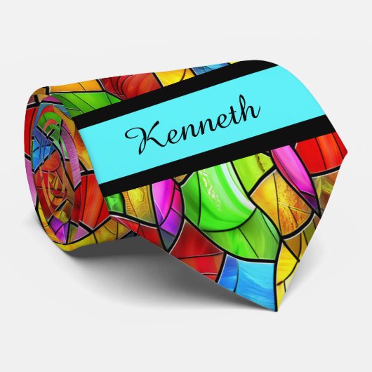 Bright Stached Glass Mosaik Krawatte (Gerollt)