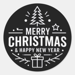 Bright Star Frohe Weihnachten & Happy New Year Sti Runder Aufkleber