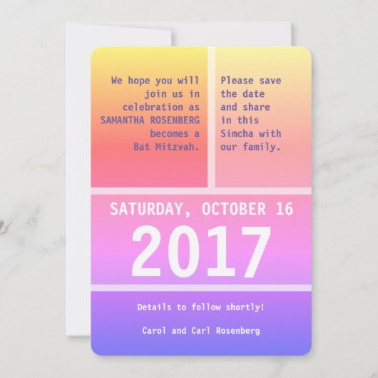 Bright Star von David Save the Date (Rückseite)