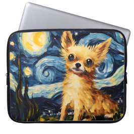 BRIGHT STARRY NIGHT MIT CHIHUAHUA HUND LAPTOPSCHUTZHÜLLE