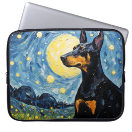 BRIGHT STARRY NIGHT MIT DOBERMAN PINSCHER DOG LAPTOPSCHUTZHÜLLE
