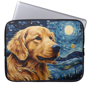 BRIGHT STARRY NIGHY MIT GOLDEN RETRIEVER HUND LAPTOPSCHUTZHÜLLE