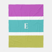 Bright Stripe Modern Initial Monogram Fleecedecke (Vorderseite)