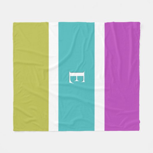 Bright Stripe Modern Initial Monogram Fleecedecke (Vorderseite (Horizontal))