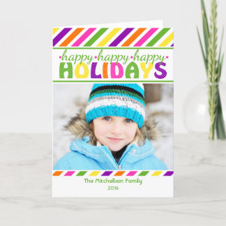 BRIGHT Stripes Colorful Christmas Card Feiertagskarte