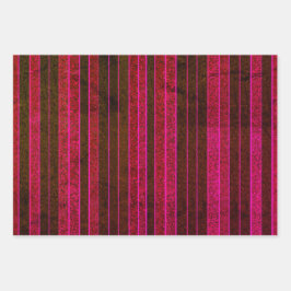 Bright Strips Wrapping Paper Flat Sheet Set 3 Geschenkpapier Set