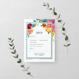 Bright Summer farbenfrohe blumenreiche Hochzeitska RSVP Karte