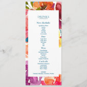 Bright Summer farbenfrohe Hochzeitsmenü & Getränke Menükarte (Rückseite)