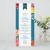 Bright Summer farbenfrohe Hochzeitsmenü Menükarte (Stehend Vorderseite)