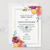 Bright Summer farbenfrohe klassische Blumenhochzei Einladung (Vorderseite)