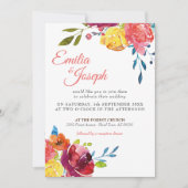 Bright Summer farbenfrohe klassische Blumenhochzei Einladung (Vorderseite)