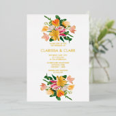Bright Summer Floral Bouquet Wedding Folieneinladung (Stehend vorne)