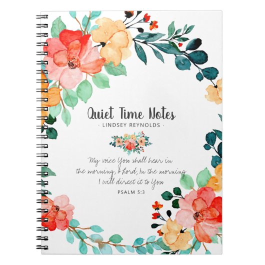 Bright Summer Floral Monogram Quiet Time Notizblock (Vorderseite)