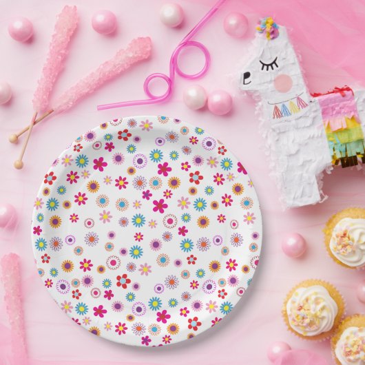 Bright Summer Floral Paper Plate Pappteller (Party)
