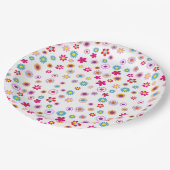 Bright Summer Floral Paper Plate Pappteller (Schrägansicht)