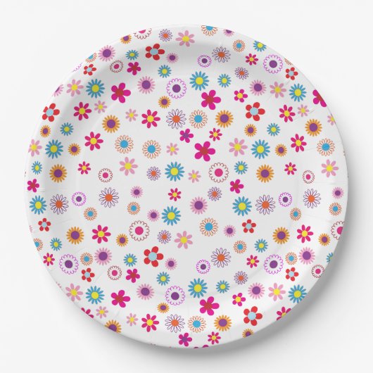 Bright Summer Floral Paper Plate Pappteller (Vorderseite)