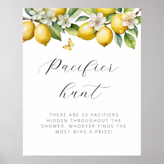 Bright Summer Lemon Baby Showdusche Schnuller Hunt Poster (Vorne)