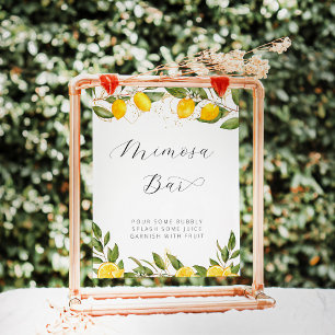 Bright Summer Lemon Brautparty Mimosa Bar Poster