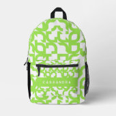 Bright Summer Lime Green Midjahrs Art Pattern Bedruckter Rucksack (Vorderseite)