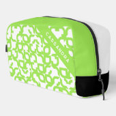 Bright Summer Lime Green Midjahrs Art Pattern Waschbeutel (Rechte Ecke)
