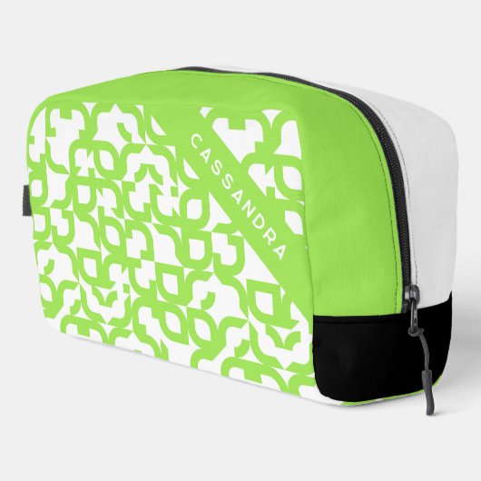 Bright Summer Lime Green Midjahrs Art Pattern Waschbeutel (Rechte Ecke)