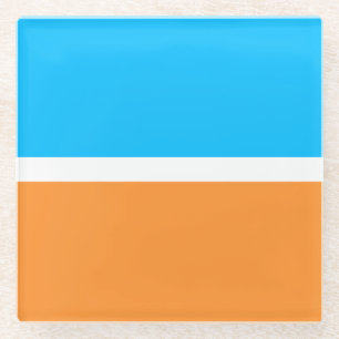 Bright Summer Sky Blue Orange Farbblock Glasuntersetzer