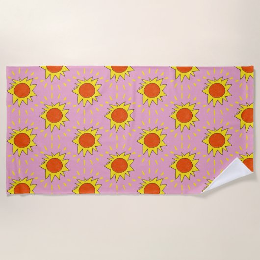 "Bright Sun" Pink Beach Towel Strandtuch (Vorderseite)