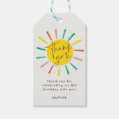 Bright Sun Script Kindergeburtstags-Dankeschön Geschenkanhänger (Vorderseite)