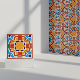 Bright Sun Star Moroccan Ceramic Tile Fliese