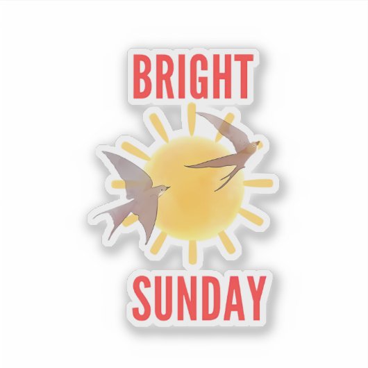Bright Sunday Sun & Birds Sticker (Vorderseite)