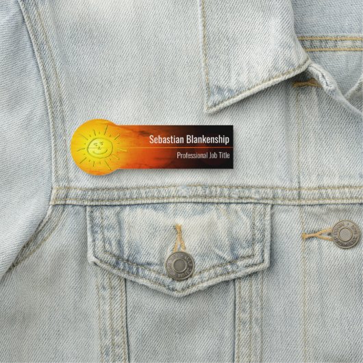 Bright Sunset Artwork Happy Face Smile Namensschild (Beispiel)