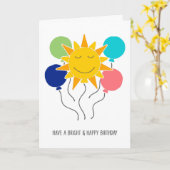 Bright Sunshine und Balloons glücklich zum Geburts Karte (Gelbe Blume)