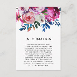Bright Teal Pink Floral Modern Wedding Begleitkarte