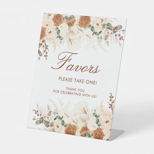 Bright Terracotta Calla Lilies Favors Sockelschild (Vorderseite)